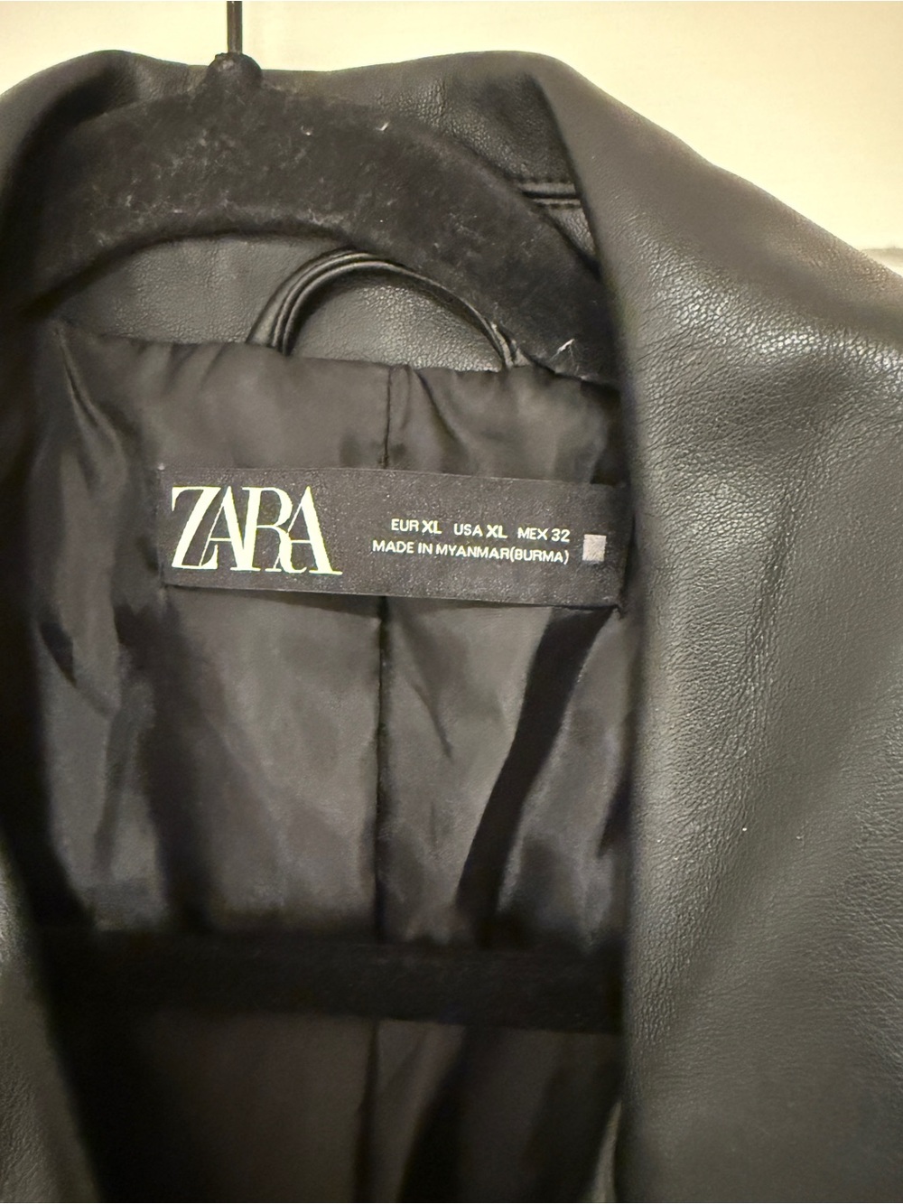 Zara Black Leather Motorcycle Jacket Size XL - Picture 4 of 8